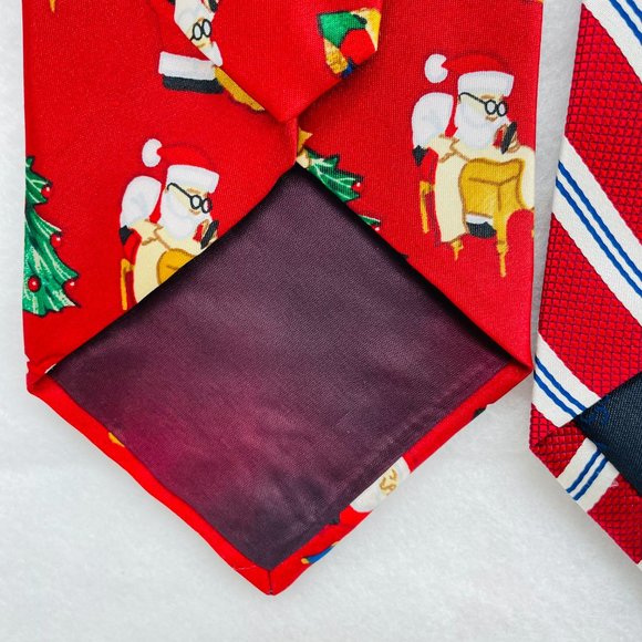 Lot of 2- Jos A Bank Necktie Striped 100% Silk/Noel Christmas Design Polyester - Picture 9 of 16